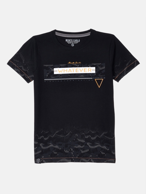 Monte Carlo Boys Black Printed Applique T-shirt