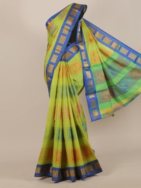Pothys Green & Blue Ethnic Motifs Saree