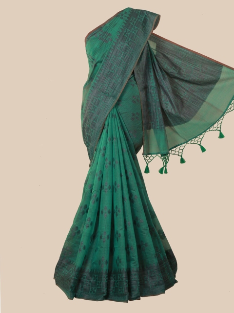 Pothys Green & Grey Floral Saree