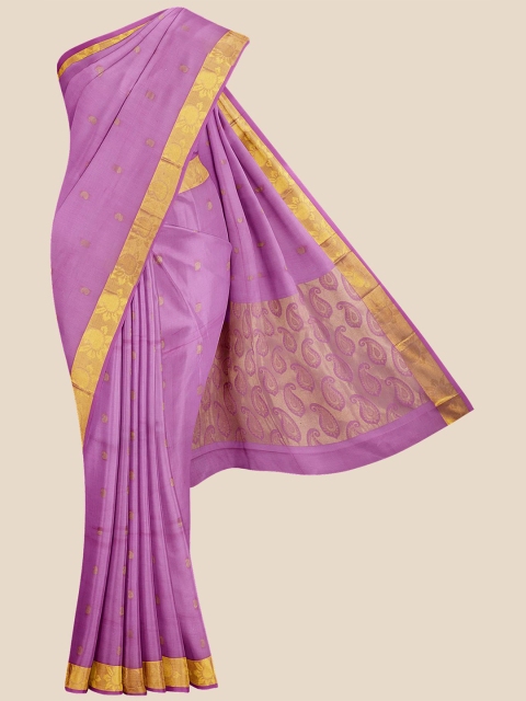 KLM Fashion Mall Lavender & Gold-Toned Silk Blend Venkatgiri Saree