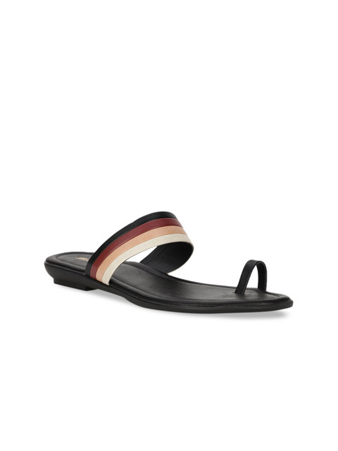 Bata Women Black Striped One Toe Flats 
Bata Women Black Striped One Toe Flats
