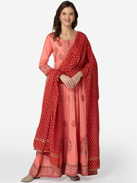 TARA-C-TARA Women Coral Floral Printed Block Print Anarkali Kurta With Dupatta
TARA-C-TARA Women Coral Floral Printed Block Print Anarkali Kurta With Dupatta