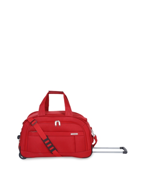 Teakwood Leathers Red Solid Soft-Sided Cabin Duffel Trolley Bag
