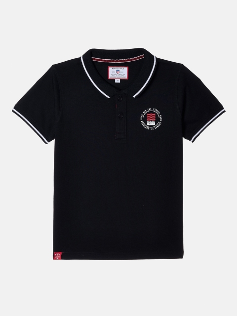 Monte Carlo Boys Black Polo Collar Applique T-shirt