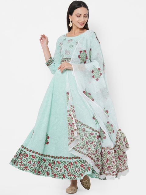 FASHOR Women Green Floral Printed Empire Kantha Work Pure Cotton Kurta with Trousers & With Dupatta
FASHOR Women Green Floral Printed Empire Kantha Work Pure Cotton Kurta with Trousers & With Dupatta