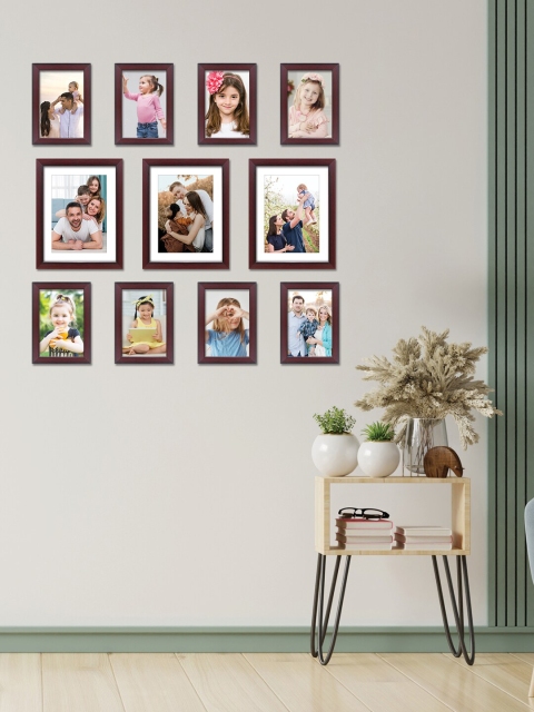 RANDOM Set Of 11 Burgundy Solid Individual Wall Photo Frames