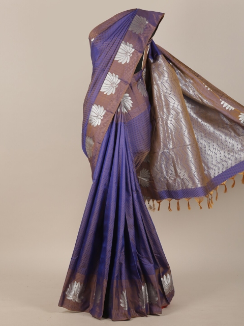 Pothys Violet & Gold-Toned Woven Design Zari Art Silk Saree