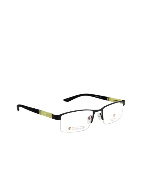Ted Smith Unisex Black & Green Half Rim Wayfarer Frames