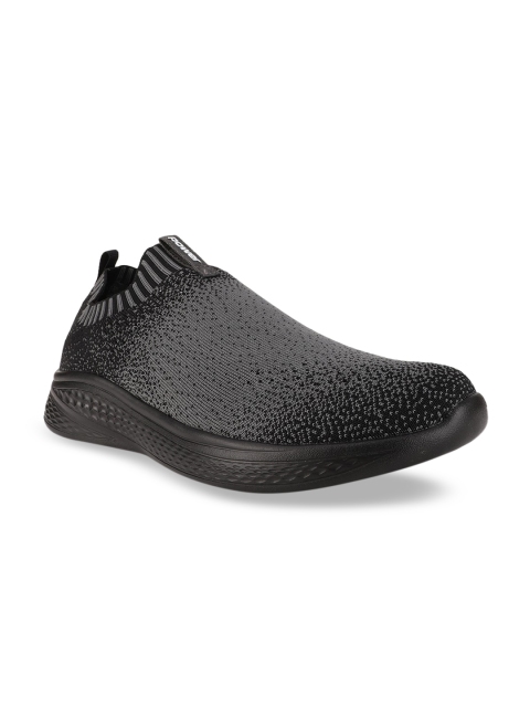 Power Men Black Woven Design Slip-On Sneakers