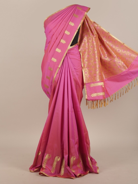 Pothys Pink & Gold-Toned Zari Art Silk Saree