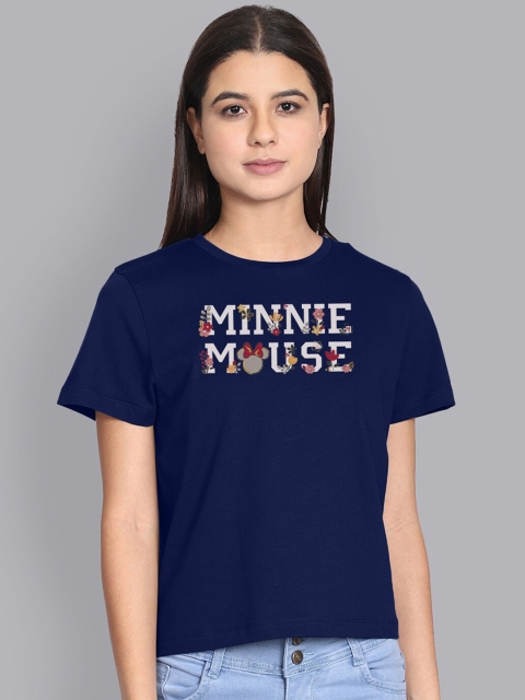 Free Authority Women Blue Cotton Mickey Friends Pure Cotton T-shirt
