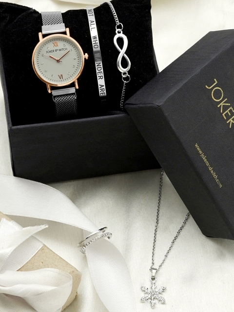 JOKER & WITCH Women Grey & Silver-Toned You are Incredible Love Stack Watch Gift Set JWLS181
JOKER & WITCH Women Grey & Silver-Toned You are Incredible Love Stack Watch Gift Set JWLS181