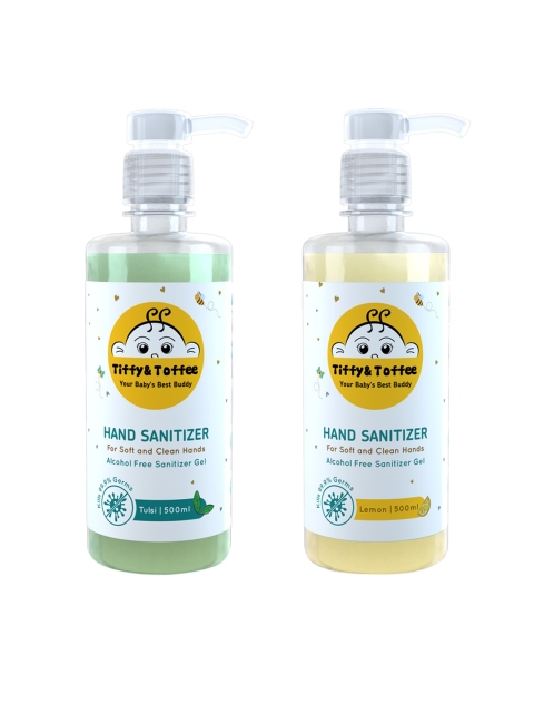 Tiffy & Toffee Tulsi & Lemon Non-Alcoholic Hand Sanitizer Combo 1000 ml, Green