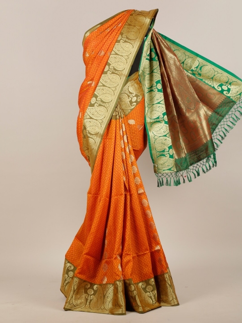 Pothys Orange & Green Woven Design Zari Art Silk Saree