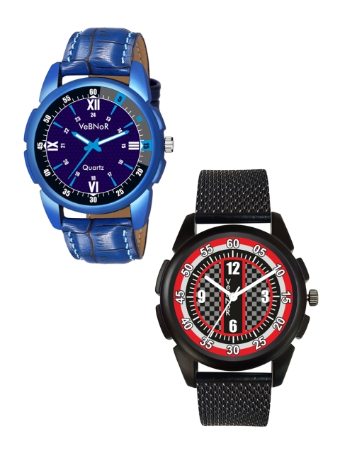 VeBNoR Boys Set of 2 Sports Design Blue & Black Analogue Watches WT 137 BLUE - 184