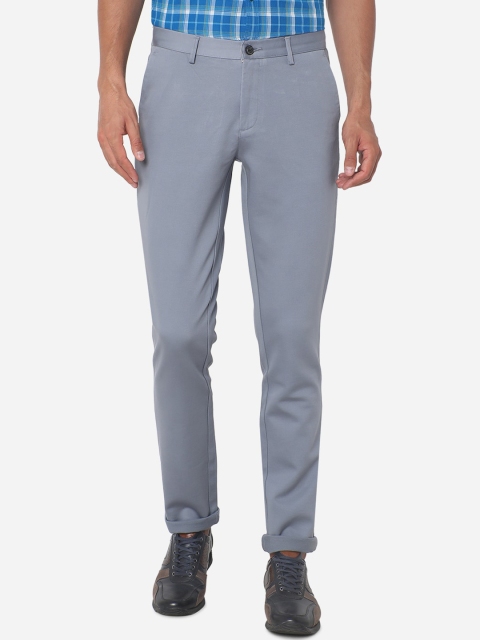 JADE BLUE Men Grey Slim Fit Regular Trousers