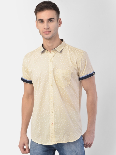 COBB Men Beige Slim Fit Floral Printed Casual Shirt