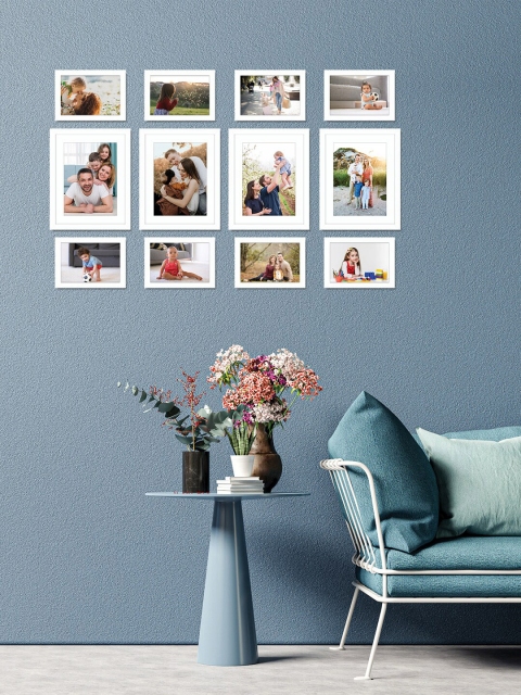 RANDOM Set Of 12 White Solid Individual Wall Photo Frames