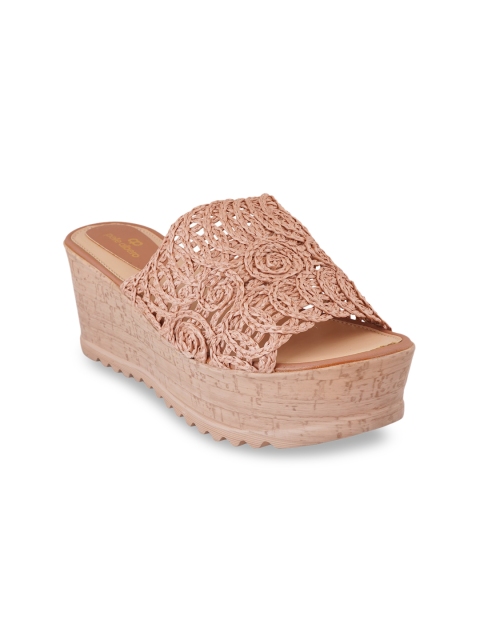 pelle albero Pink Wedge Sandals