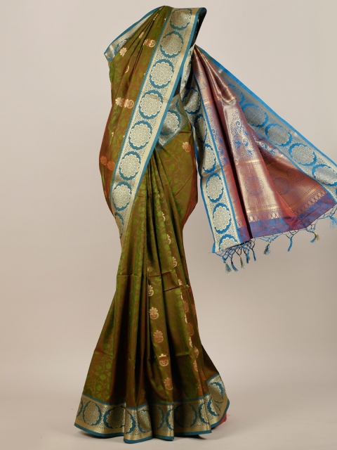 Pothys Green & Gold-Toned Woven Design Zari Art Silk Saree