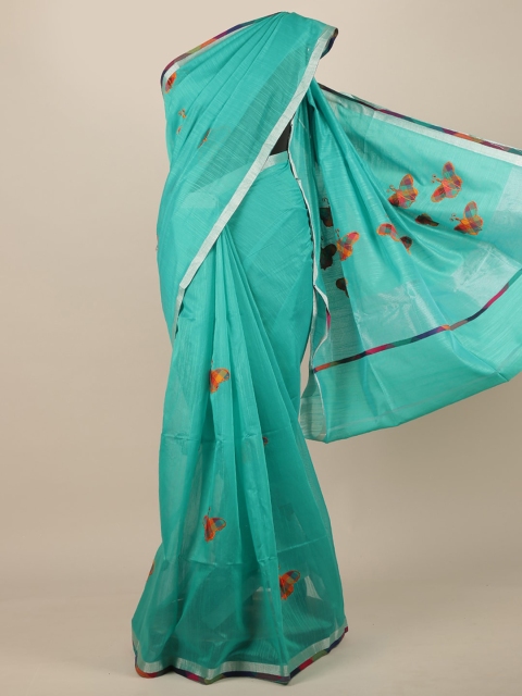 Pothys Turquoise Blue Floral Saree
