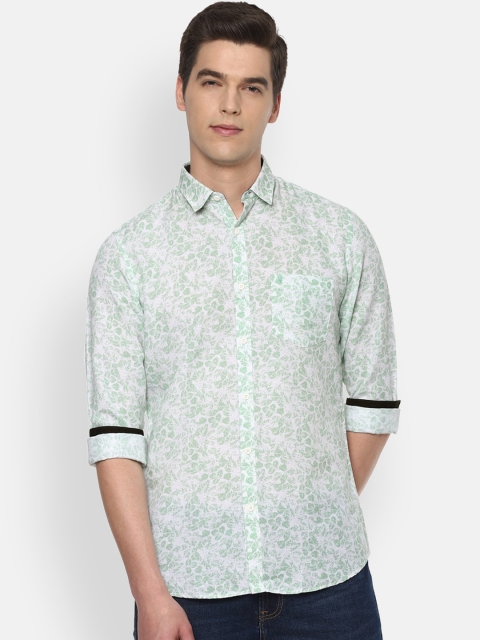 Van Heusen Sport Men Green Slim Fit Printed Casual Shirt