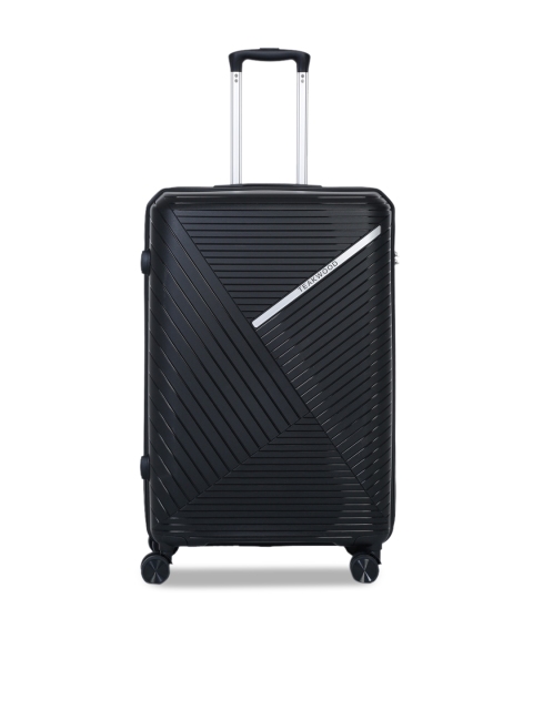 Teakwood Leathers Adult Black Textured Hard-Sided Medium Trolley Suitcase