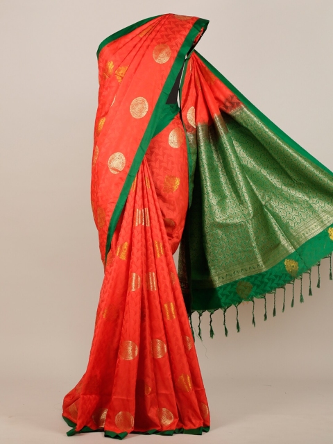 Pothys Orange & Green Woven Design Art Silk Saree
