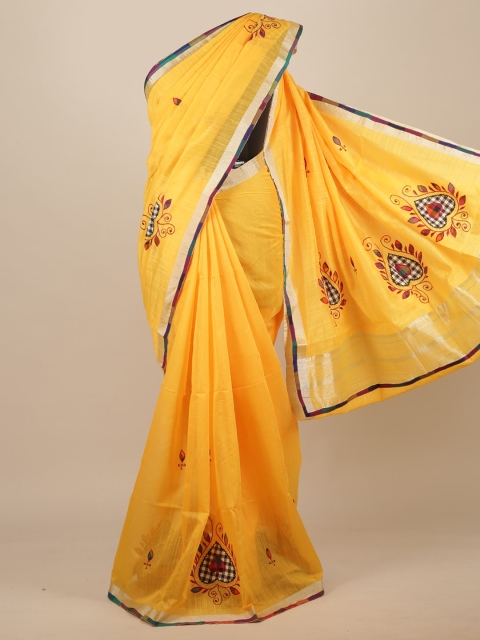 Pothys Yellow & Orange Zari Saree