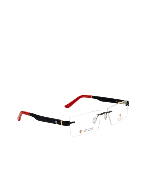 Ted Smith Unisex Black & Red Rimless Rectangle Frames TS-2492_C1