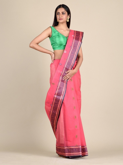 Mitera Coral Ethnic Motifs Pure Cotton Taant Saree