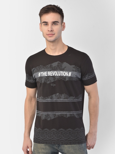 COBB Men Black & Grey Printed T-shirt