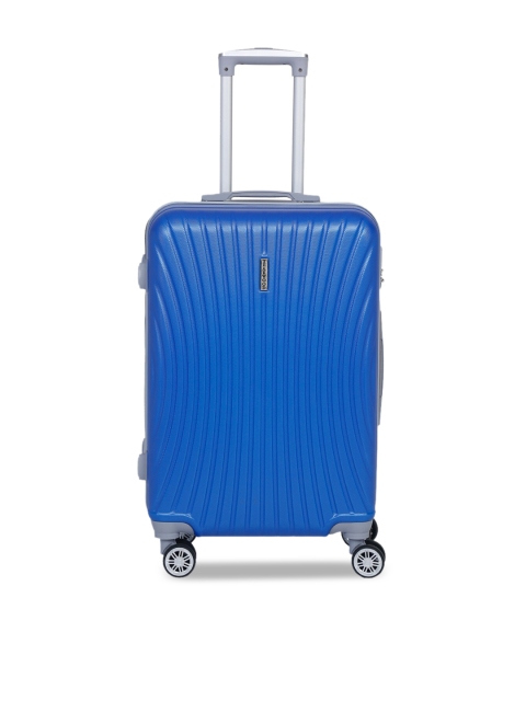 Teakwood Leathers Blue Textured Hard-Sided Medium Trolley Suitcase