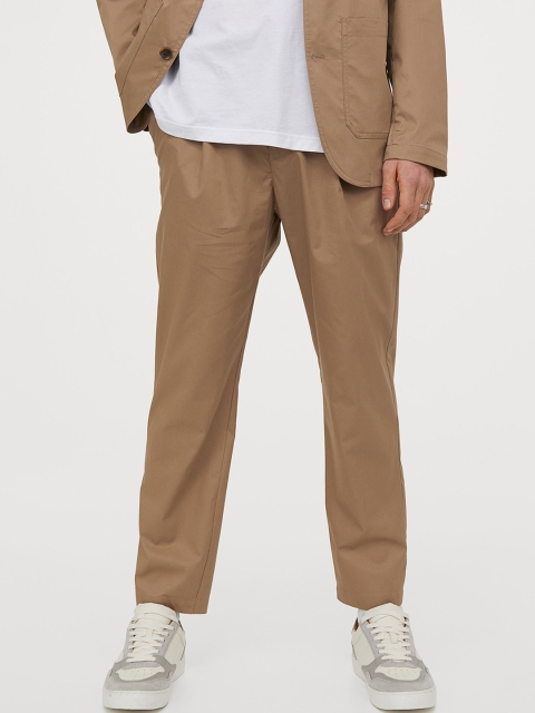 H&M Men Beige Regular Fit Cropped Joggers
