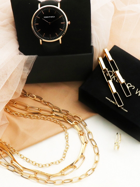 JOKER & WITCH Women Black & Gold-Toned Simpler Sheer Love Stack Watch Gift Set JWLS255
JOKER & WITCH Women Black & Gold-Toned Simpler Sheer Love Stack Watch Gift Set JWLS255