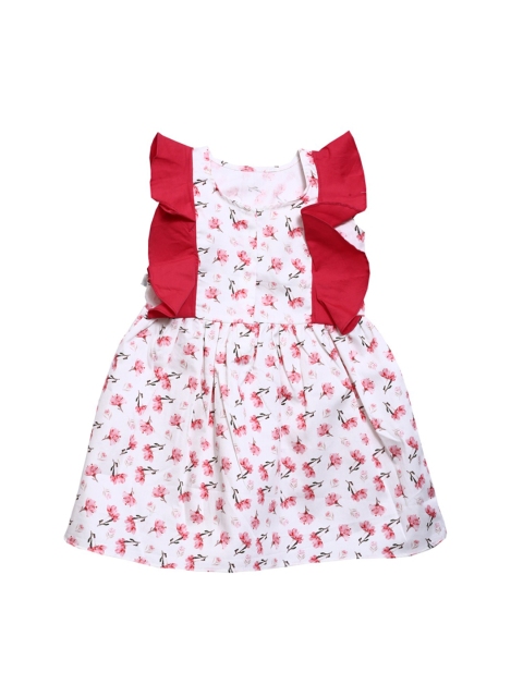 Mish Organic White & Red Floral Cotton Dress