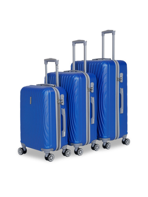 Teakwood Leathers Unisex Set Of 3 Blue Textured Hard-Sided Trolley Suitcases
Teakwood Leathers Unisex Set Of 3 Blue Textured Hard-Sided Trolley Suitcases
