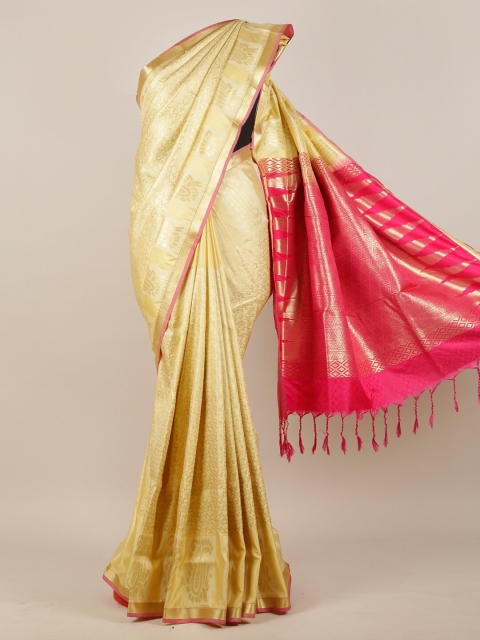 Pothys Cream & Pink Woven Design Zari Art Silk Saree