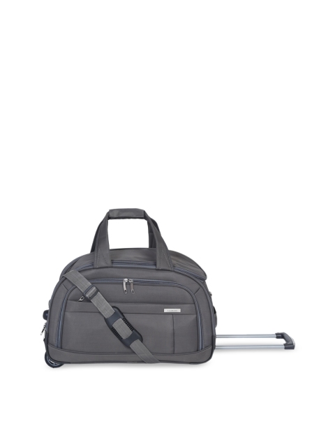 Teakwood Leathers Grey Solid Soft Large Trolley Bag