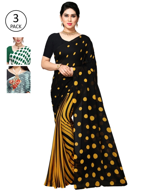 KALINI Pack Of 3 Multicoloured Poly Georgette Sarees, Multi