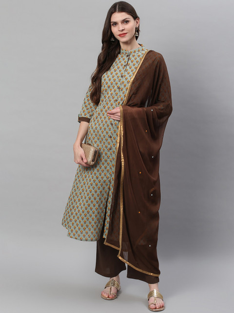 Azira Women Green Ethnic Motifs Yoke Design Panelled Pure Cotton Kurta with Trousers & With Dupatta
Azira Women Green Ethnic Motifs Yoke Design Panelled Pure Cotton Kurta with Trousers & With Dupatta