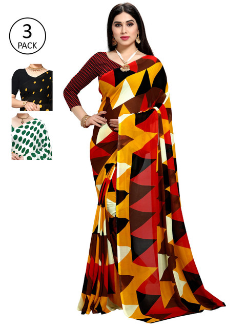 KALINI Multicoloured Set of 3 Poly Georgette Saree, Multi
KALINI Multicoloured Set of 3 Poly Georgette Saree, Multi