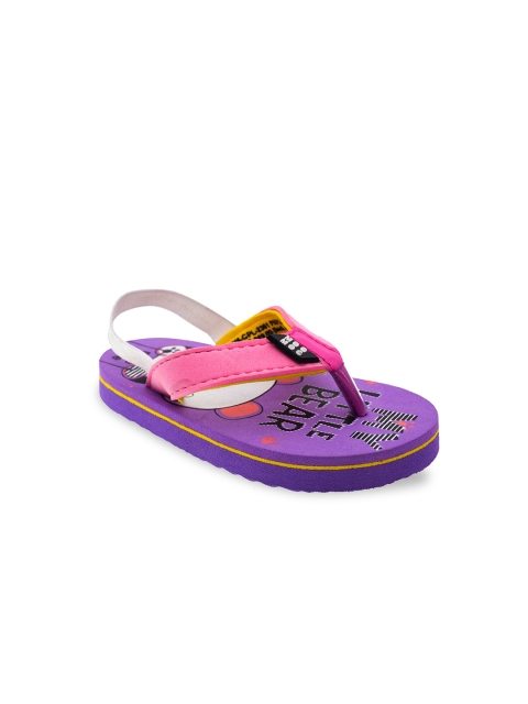 MeeMee Girls Purple & Pink Printed Thong Flip-Flops