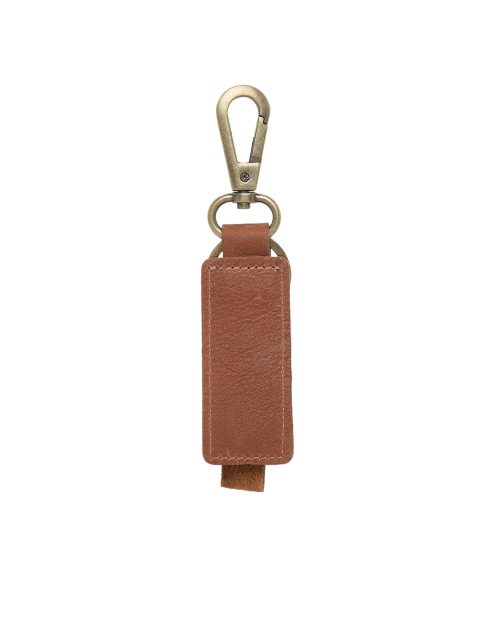 MERECER MELHOR Unisex Tan Brown & Copper-Toned Textured Genuine Leather Key Chain