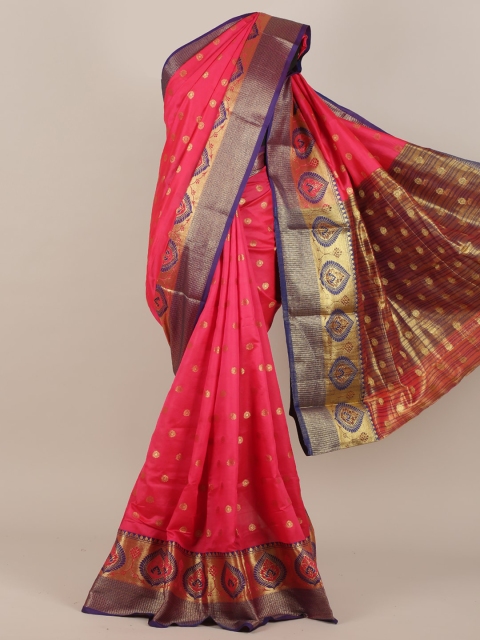 Pothys Pink & Gold-Toned Woven Design Cotton Blend Saree