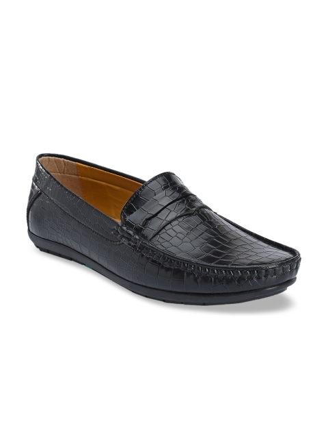 Mr Wonker Men Black Classic Textured Loafers