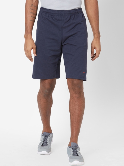 Black Panther Men Navy Blue Mid-Rise Sports Shorts