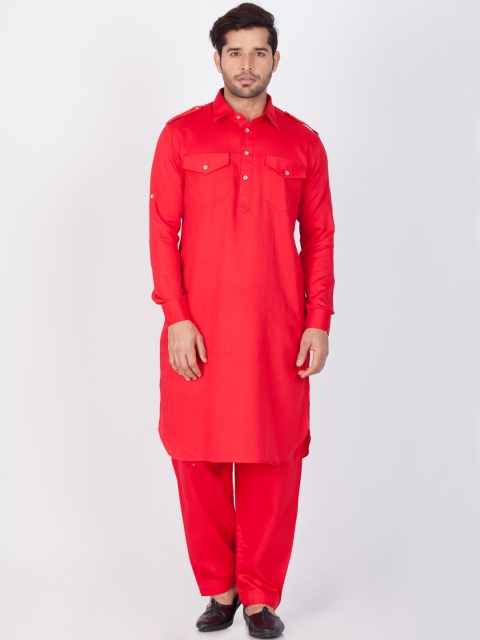 VASTRAMAY Men Red Kurta with Pyjamas