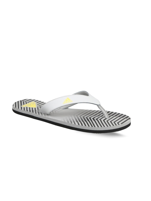 ADIDAS Men Grey & Black Striped Slip-On Flip Flops