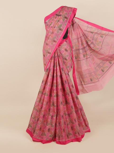 Pothys Pink & Green Ethnic Motifs Saree